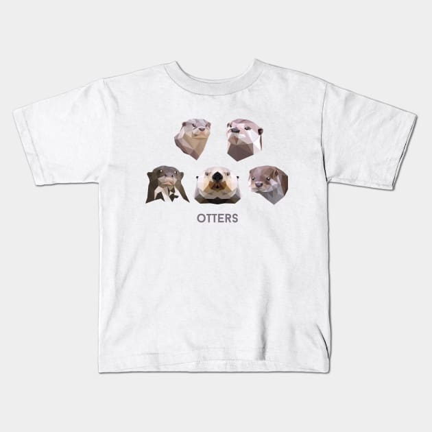 Otters Kids T-Shirt by GeometricWildlife